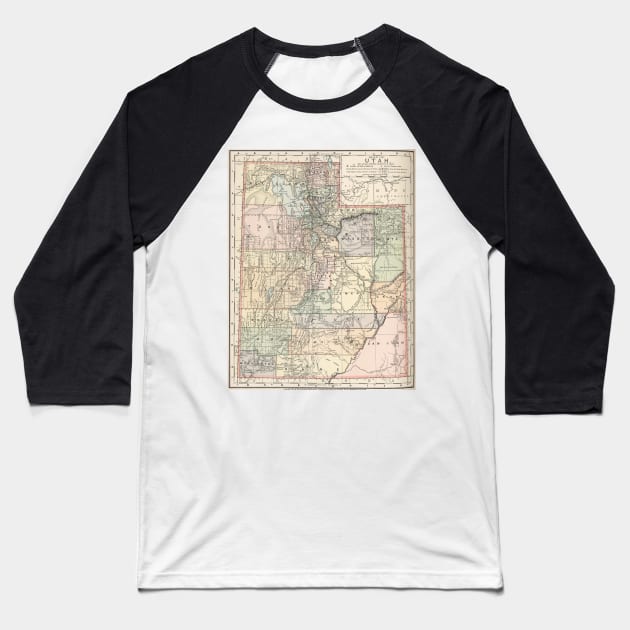 Vintage Map of Utah (1891) Baseball T-Shirt by Bravuramedia